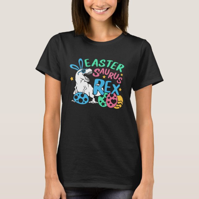 Happy Eastrawr Easter Bunny Dinosaur Eggs Basket S T Shirt (Framsida)