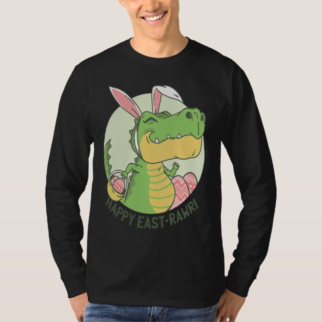 Happy Eastrawr Rex Dinosaur Easter Bunny Egg Costu T Shirt (Framsida)