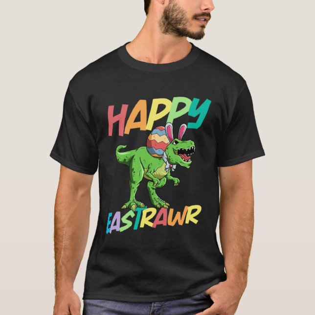 Happy Eastrawr Rex Easter Rex Dinosaur Bunny Kid D T Shirt (Framsida)
