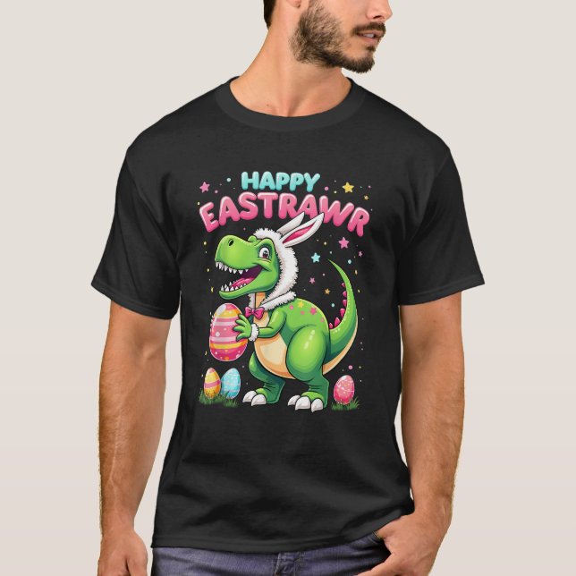 Happy Eastrawr T Rex Dinosaur Easter Bunny Candy E T Shirt (Framsida)