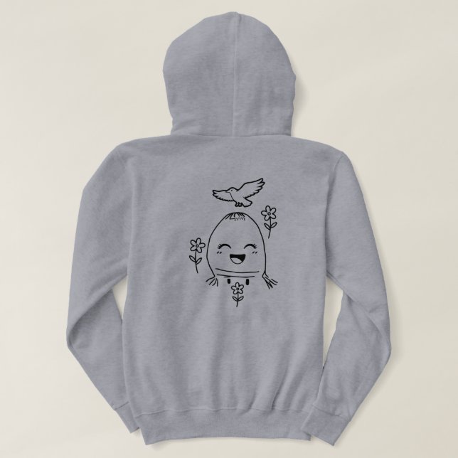 Happy Egg with Bird and Flowers Hoodie (Design baksida)