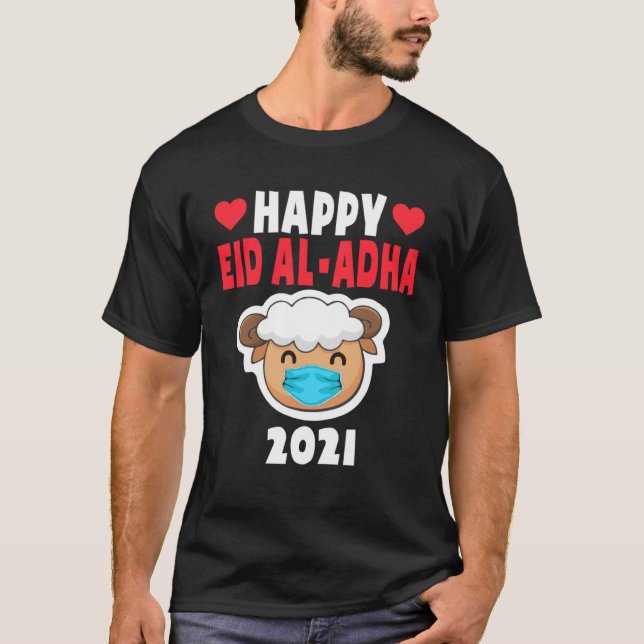 Happy Eid Al Adha 2021 Cute Sheep Wearing Mask Kid T Shirt (Framsida)