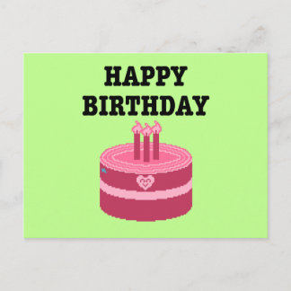 Happy Eight-Bit Birthday Pixel Art Inbjudan Vykort