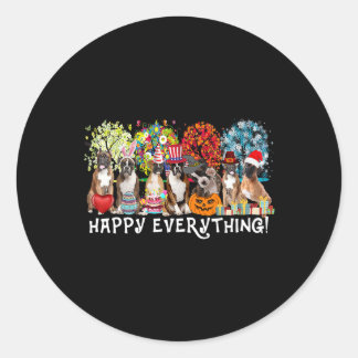 Happy Everything Boxer Dog Seasons All Year Tree L Runt Klistermärke
