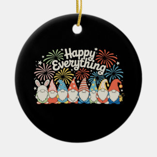 Happy Everything Gnomes All Year Every Holiday Julgransprydnad Keramik