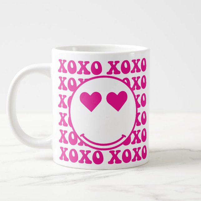 Happy Face, xoxo, valentine, custom mug, cup Jumbo Mugg (Vänster)