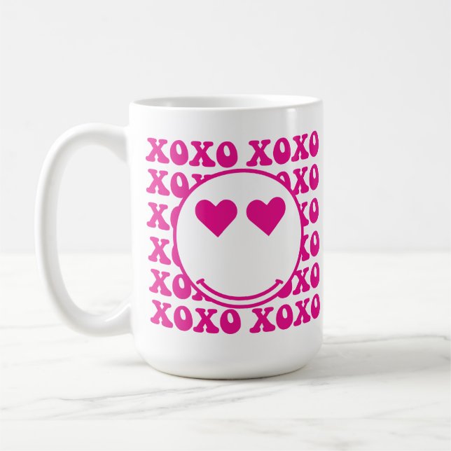 Happy Face, xoxo, valentine, custom mug, cup Kaffemugg (Vänster)