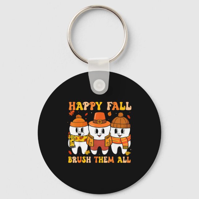 Happy Fall Bruhem All Teeth Thanksgiving Dental De Nyckelring (Framsida)
