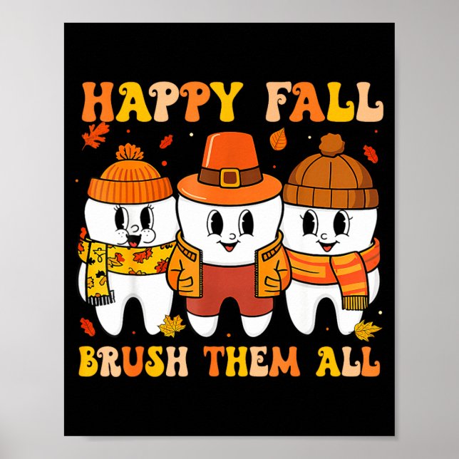 Happy Fall Bruhem All Teeth Thanksgiving Dental De Poster (Framsidan)