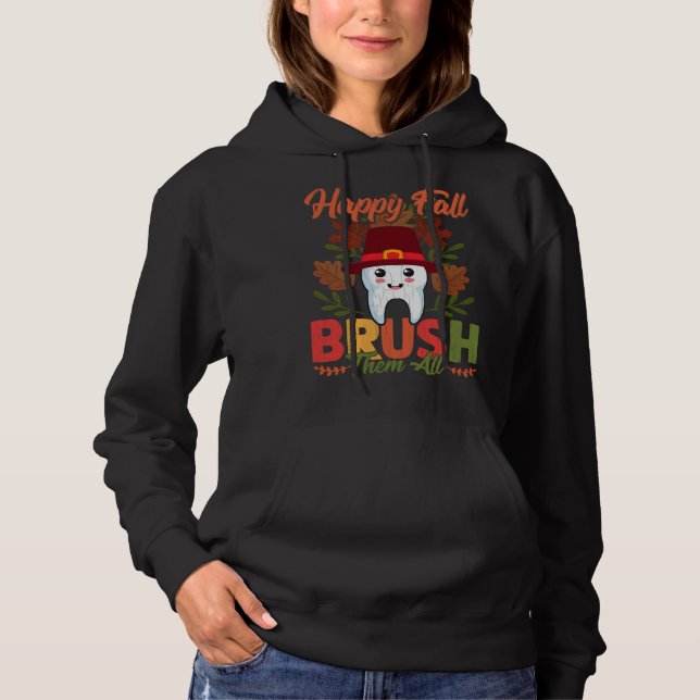 Happy Fall Brush Them All  Dentist Dental Graphic T Shirt (Framsida)
