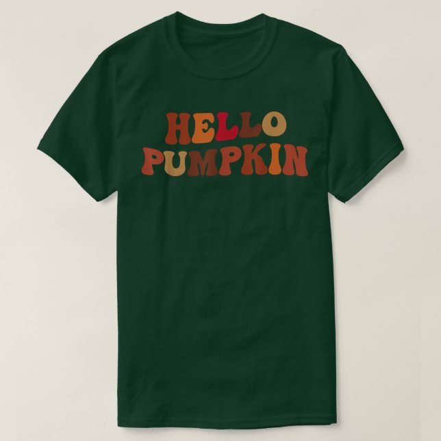 Happy Fall Hello Pumpkin Retro Fall Autumn Vibes  T Shirt (Design framsida)