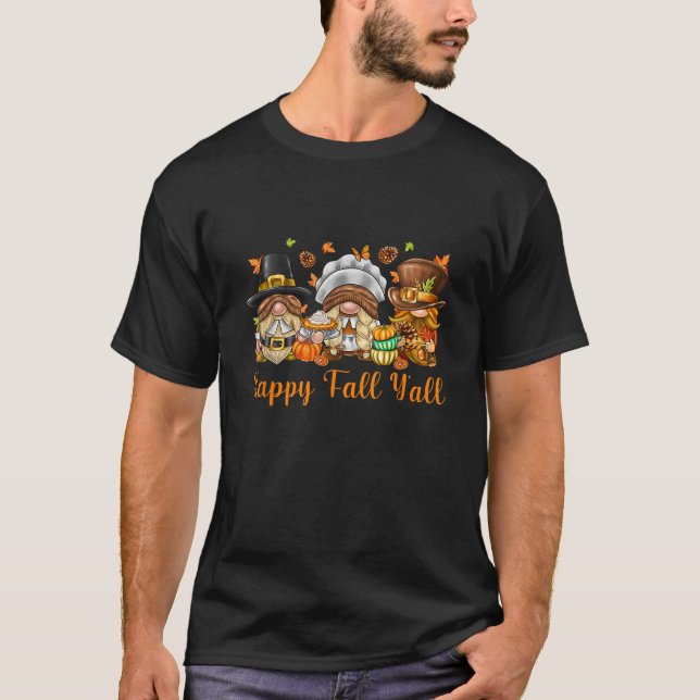 Happy Fall Y all Thanksgiving Gnomes Pumpkin Spice T Shirt (Framsida)