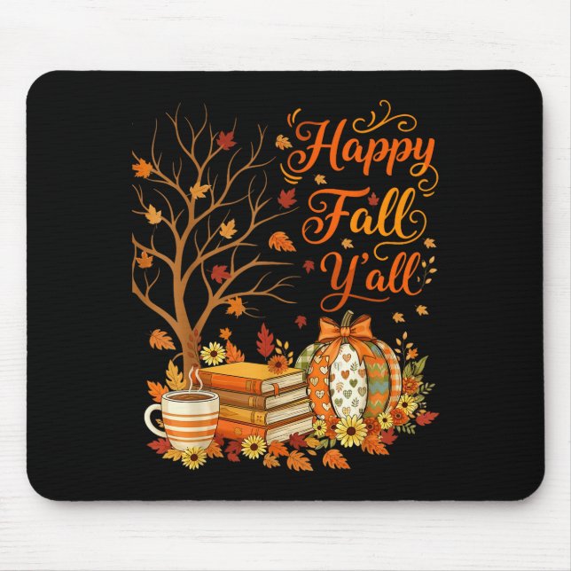 Happy Fall Y'all Floral Pumpkin Autumn Coffee  Musmatta (Framsidan)