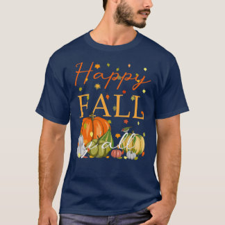 Happy Fall YAll Funny Pumpkin Autumn Leaves Thanks T Shirt