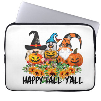Happy Fall Y'all Gnome Leopard Gnome Sunflower Laptop Fodral