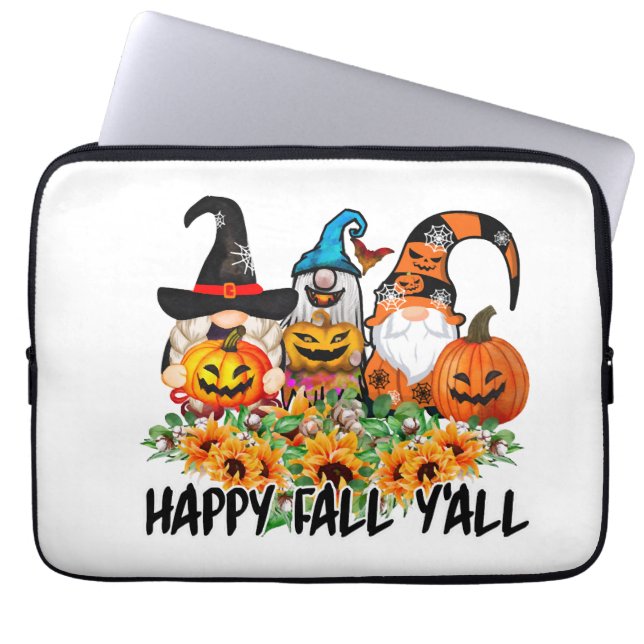Happy Fall Y'all Gnome Leopard Gnome Sunflower Laptop Fodral (Framsidan)