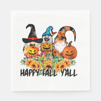 Happy Fall Y'all Gnome Leopard Gnome Sunflower Pappersservett
