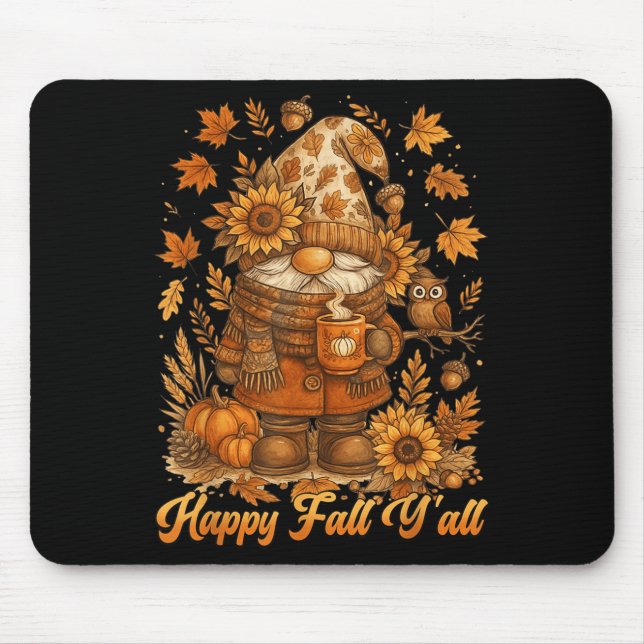 Happy Fall Y'all Gnome Pumpkin Autumn Thanksgiving Musmatta (Framsidan)