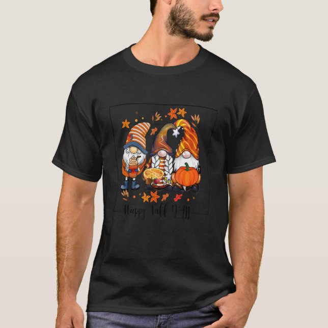 Happy Fall Yall Gnomes Leopard  Autumn Fall Gnomes T Shirt (Framsida)