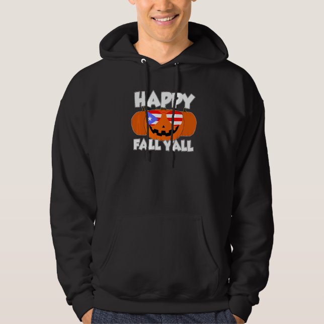 Happy Fall Y'all Thanksgiving Pumpkin Puertorico G Hoodie (Framsida)