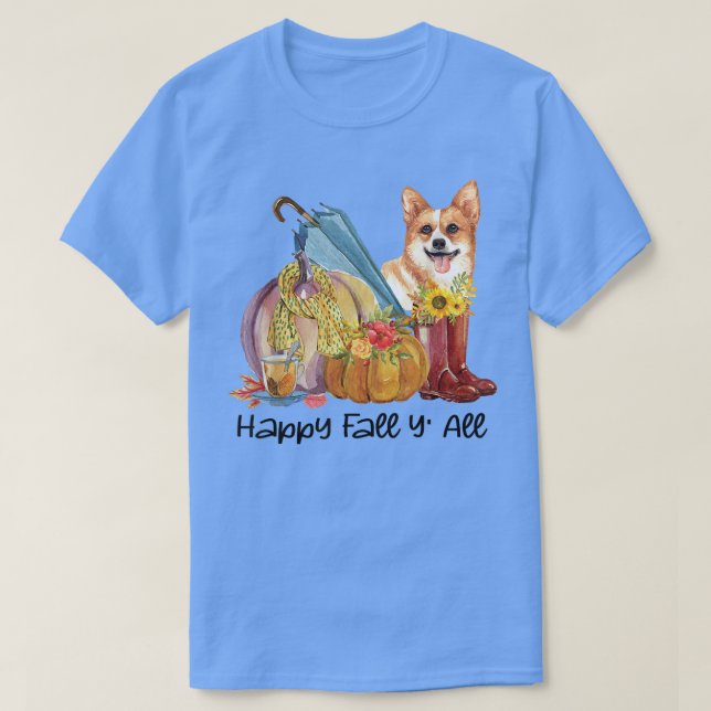 Happy Fall Yall Welsh Corgi Dog Lover Pumpkin Than T Shirt (Design framsida)