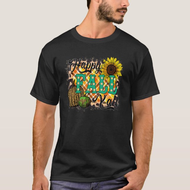 Happy Fall Y'all  Women Men Pumpkin Leopard Cute A T Shirt (Framsida)