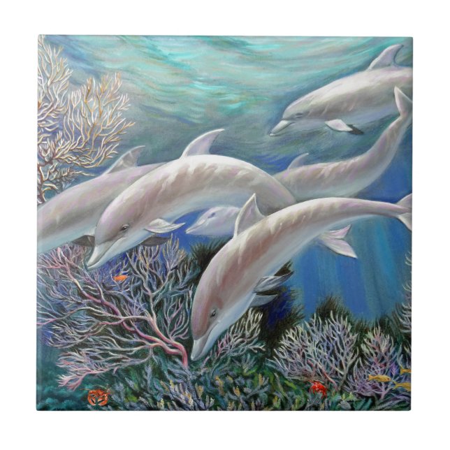 Happy_Family_-_Dolphins_Are_Awesome.JPG Kakelplatta (Framsidan)