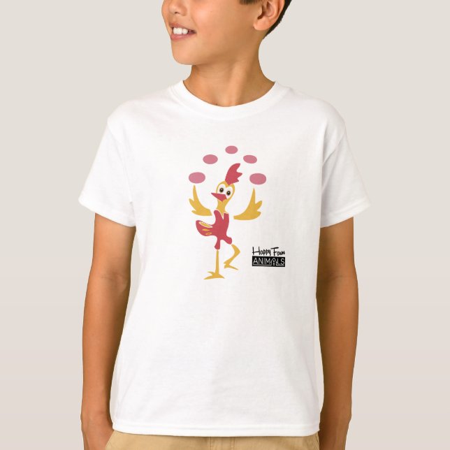 Happy Farm Animal Chicken with Eggs _ YV Tee Shirt (Framsida)