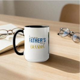 Happy Father’s Day Grandpa We Love You Blue Photo Mugg