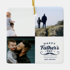 Happy Father’s Day Mustache Tribute Design Julgransprydnad Keramik