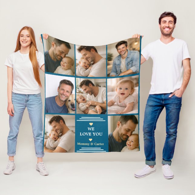 Happy Father’s Day Photo | Personalized Dad Eve Fleecefilt (På plats)