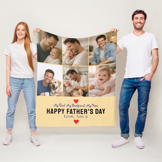 Happy Father’s Day Photo | Personalized Dad Ever Fleecefilt (På plats)
