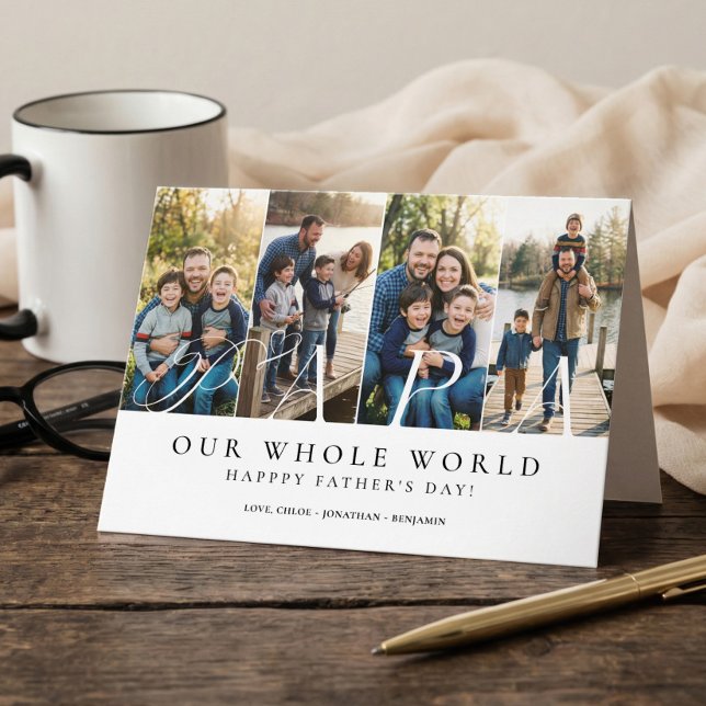 Happy Father's Day Best Papa Ever Photo Collage Kort (Happy Father's Day Best Papa Ever Photo Collage Card)