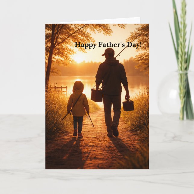 Happy Fathers Day Card - Sunrise Fishing image Kort (Framsida)