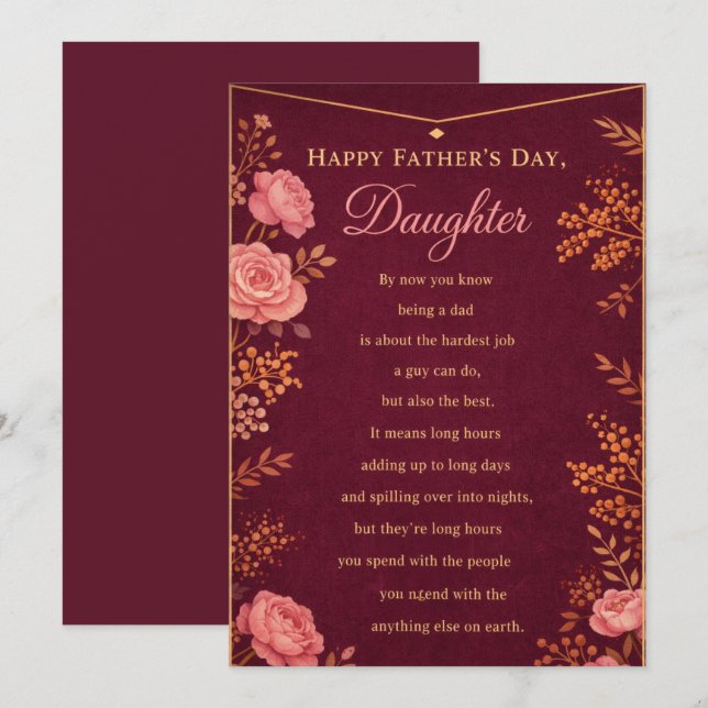 Happy Father's Day Daughter Card Julkort (Fram/baksida)