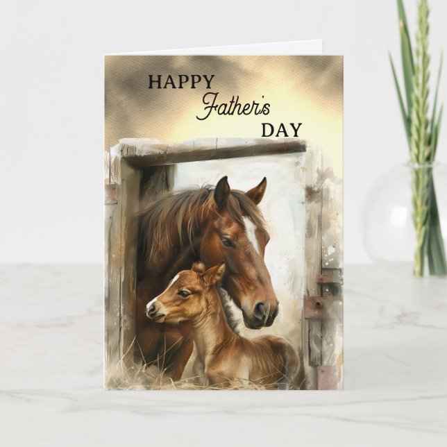Happy Father's Day Horse and Foal Kort (Framsida)