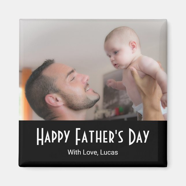 Happy Father's Day Modern Photo Black White  Magnet (Framsidan)