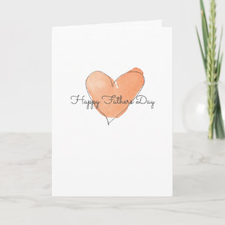 Happy Fathers Day Orange Watercolor Heart  Kort