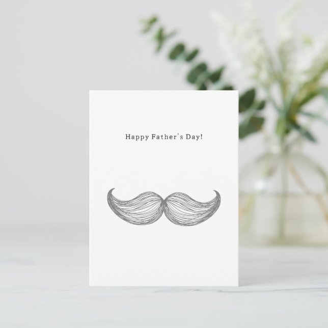 Happy Father's Day Quote Moustache Mustache Card Vykort (Stående Fram)