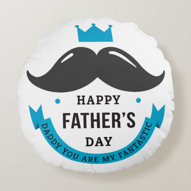 Happy Father's Day Rund Kudde (Framsidan)