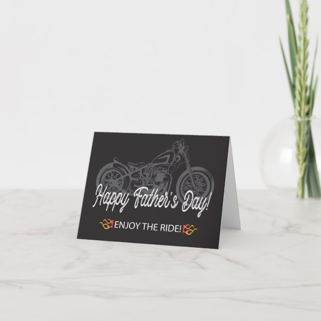 Happy Father's Day with Motorcycle Enjoy the Ride Kort (Framsida)