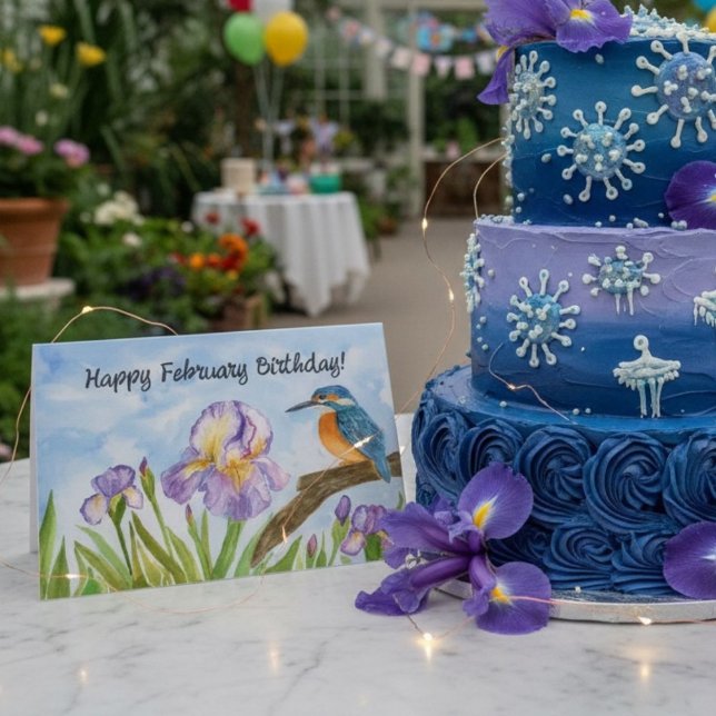 Happy February Birthday Kingfisher with Iris Kort (Skapare uppladdad)