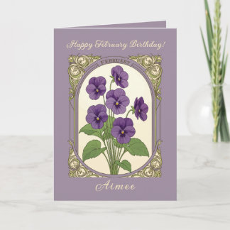 Happy February Birthday Viola Flowers Kort