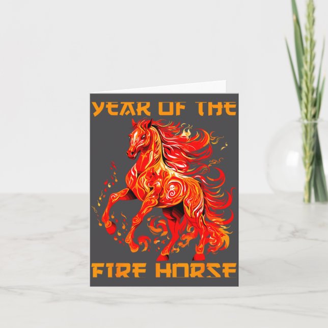 happy fire yea lunar year new horse chinese Fun Kort (Framsida)