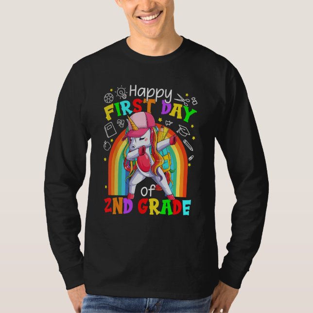 Happy First Day Of 2nd Grade Dabbing Unicorn Cute  T Shirt (Framsida)