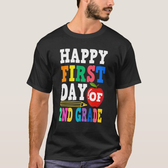 Happy First Day Of 2nd Grade School Teacher Studen T Shirt (Framsida)
