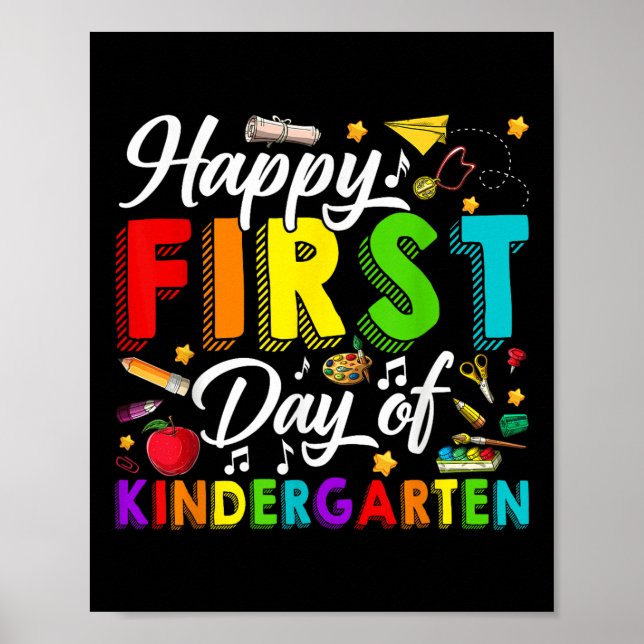 Happy First Day Of Kindergarten Back To School Boy Poster (Framsidan)
