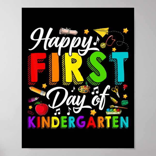 Happy First Day Of Kindergarten Back To School Boy Poster (Framsidan)