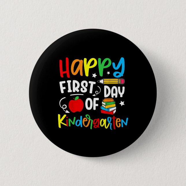Happy First Day Of Kindergarten Back To School Tea Knapp (Framsida)
