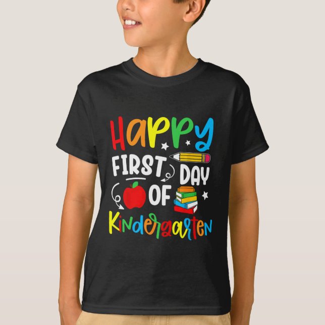 Happy First Day Of Kindergarten Back To School Tea T Shirt (Framsida)